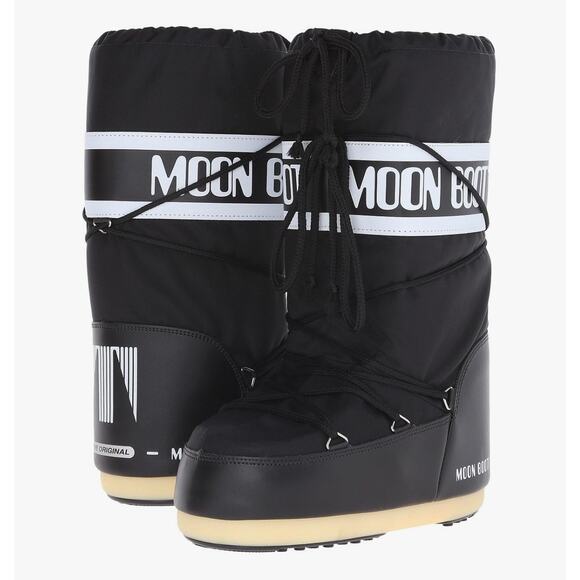 Moon Boots Icon Black Nylon Boot Unisex 11.5/13 M 12.5/14 L NWOB Water Repellant - Picture 10 of 10